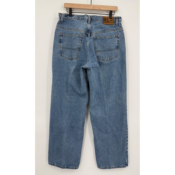 Polo Ralph Lauren Other - Vintage Polo Ralph Lauren Jeans Mens 33x32 Blue Banner Wide Leg Baggy Y2K